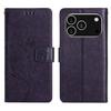 For iPhone 17 Pro Leather Wallet Case Butterfly Flower Imprinted Phone Cover with Strap