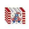 4/6PC 4th of July Placemats, Patriotic American Flag Table Mats, Holiday Star & Gnome Print for Independence Day Party Decor