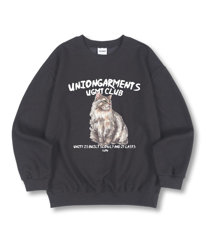 UNION GARMENTS Cat Drawing Premium Double-Sided Oversized Sweatshirt 4 Colors