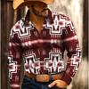 Men's Geometric Pattern Printed Long Sleeve Shirts Casual Cardigan New Button Holiday Fashion Shirts