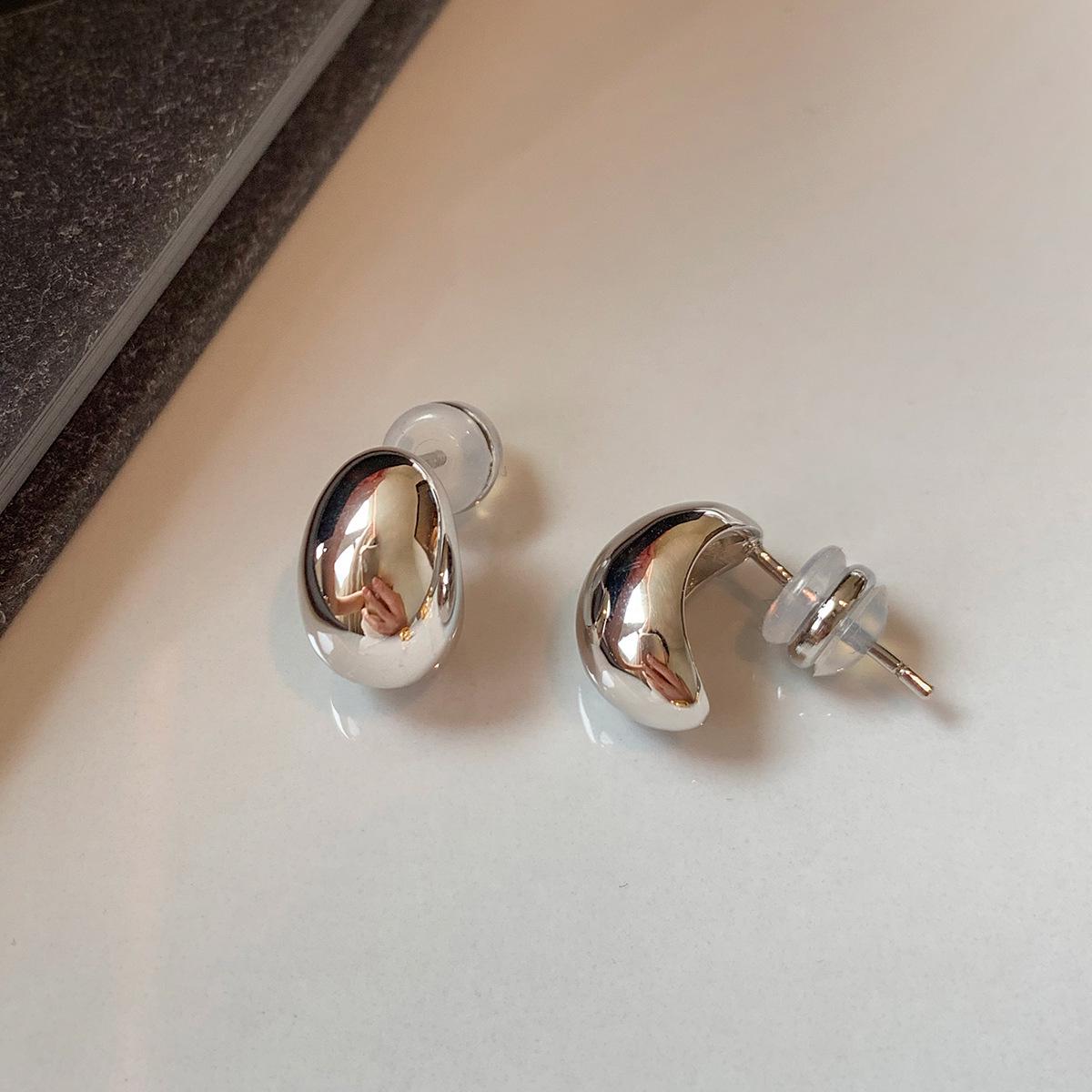 Gold & Silver Waterdrop Crescent Earrings - Simple, Versatile Luxury for Women