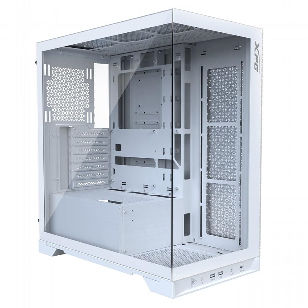 XPG INVADER X Pillarless Tempered Glass Showcase-Type Mid-Tower Cabinet, White INVADERXMTWOF-WHCWW-A