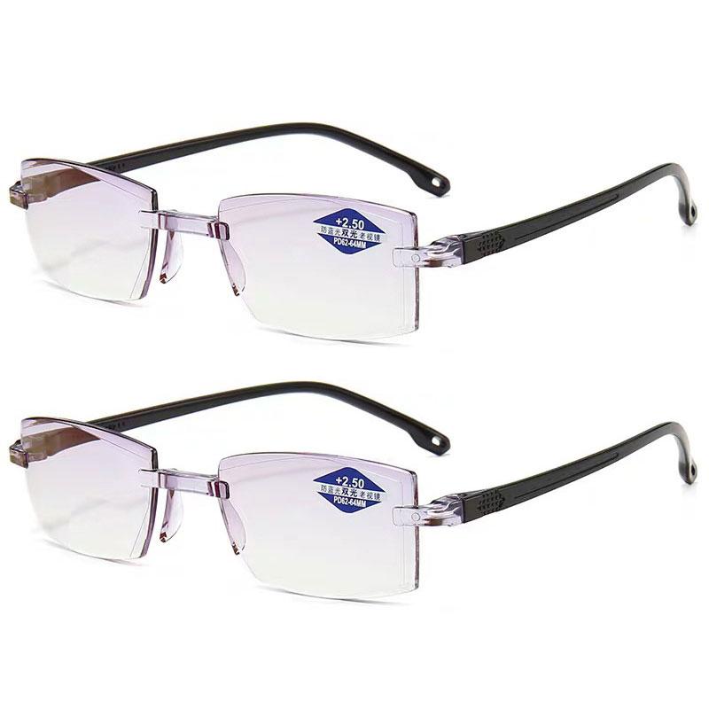 

2PCS Women Reading Glasses Anti-blue Light Eyesglasses Reading Glasses Men Progressive Glasses Near and Far Prescription Eyewear 3.5