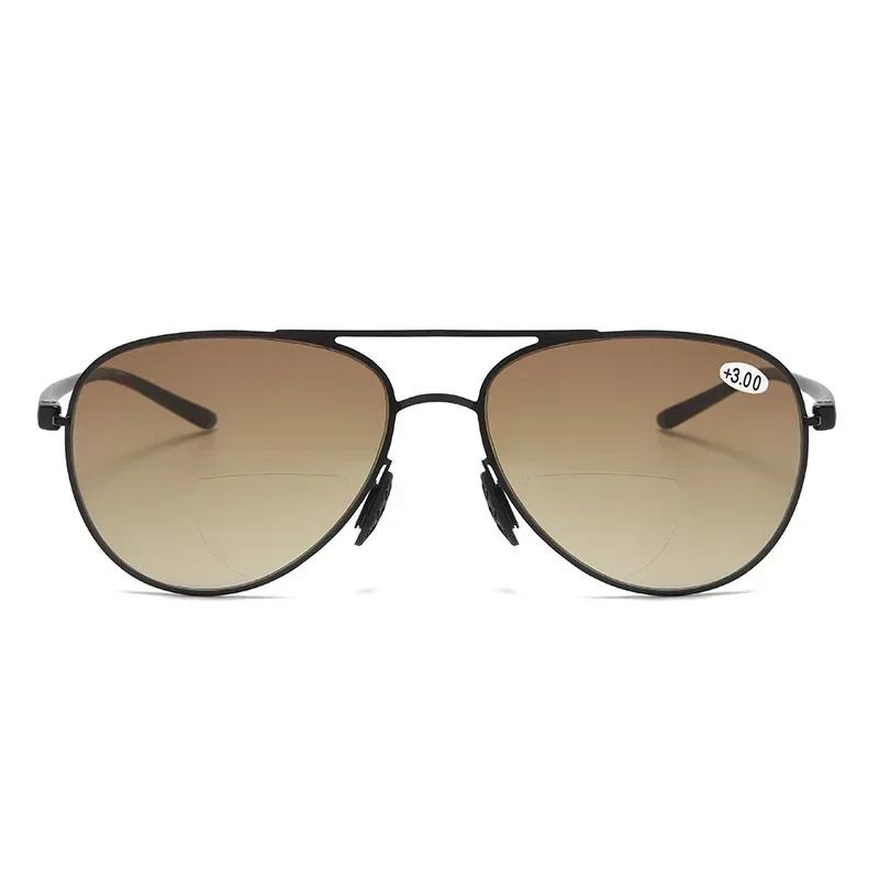 New Bifocal Presbyopia Reading Glasses Retro Round Frame Fashionable Large Sunglasses for Distance and Near Vision
