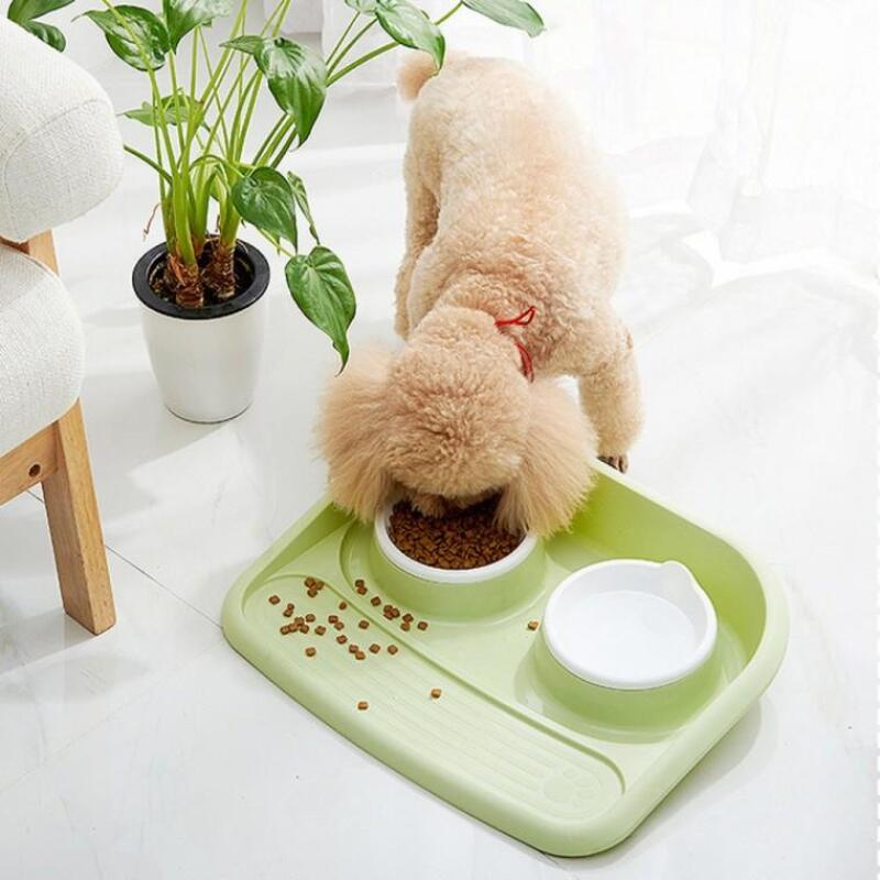 

Dog Feeder, Pet Food Bowl, Water Bowl, Cat 2-piece Dish gray