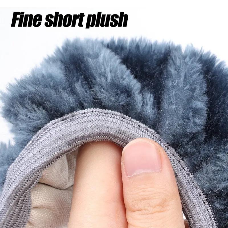 Winter Steering Wheel Cover 38cm Universal Short Plush Telescopic Elastic High-density Warm Plush Cover Car Interior Accessories