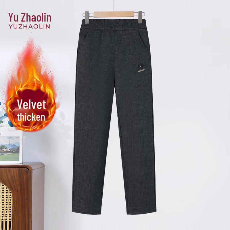 YUZHAOLIN Women s Winter Casual Elastic Waist Straight-Leg Pants 2XL