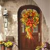 Coloured Rattan Wreath Wall Home Decoration -festival Hanging Simulation Maple Leaf Wreath Door Hanging