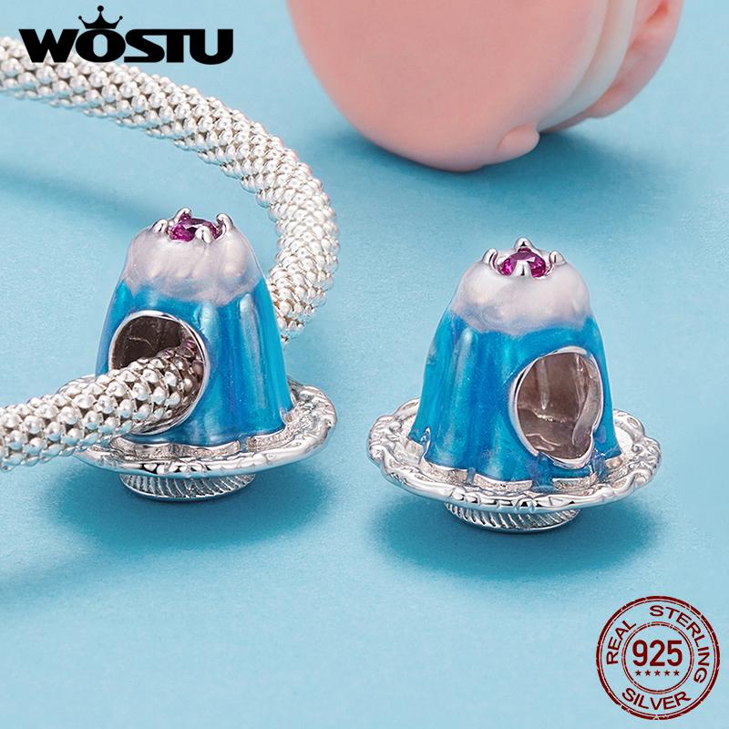 WOSTU Ciondolo Ciambella in Argento 925 Dolce Caramella Charms Budino Cibo Carino Adatto per Bracciale Donna Ragazza Gioielli Raffinati