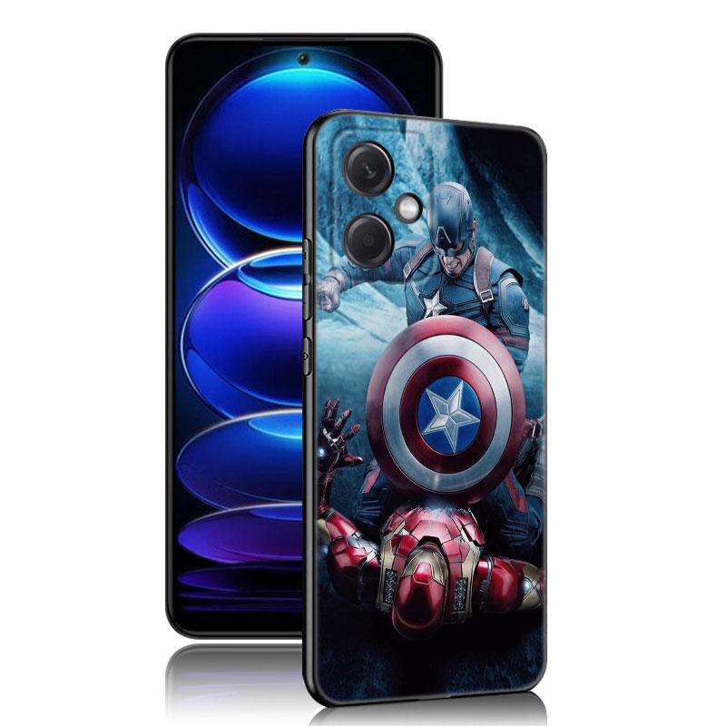 Captain America Black Silicone Phone Case For Xiaomi Redmi Note 10 11 11S 12 13 4G 8 9 11T Pro 5G Plus 8T 9S 10S 12S