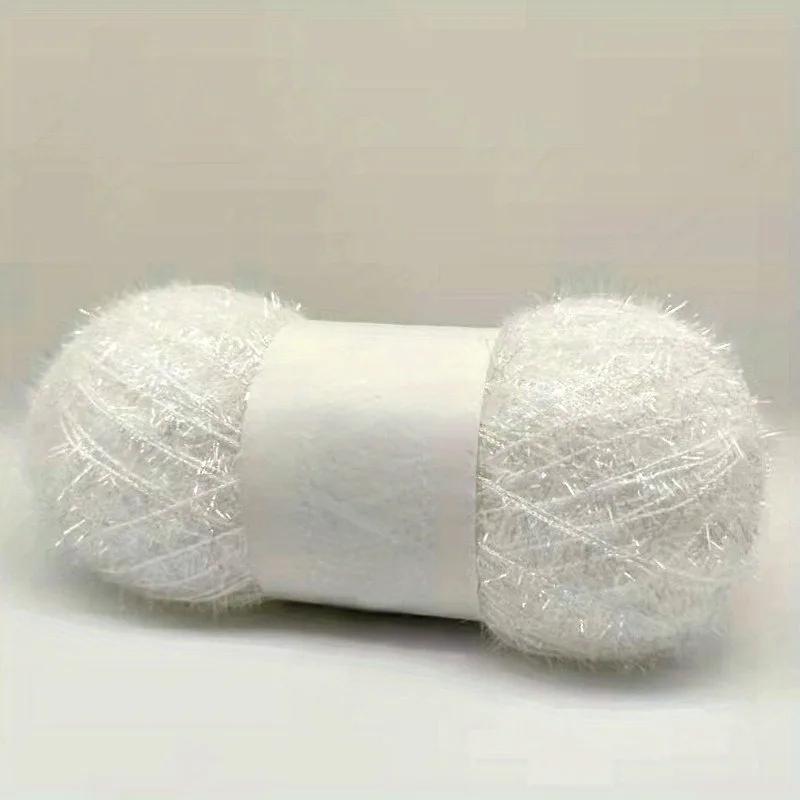 4 Stück buntes Polyester-Wimperngarn-Set - Flauschiges Bastelgarn zum Häkeln, DIY-Handstrickzubehör, Großpackung 400g