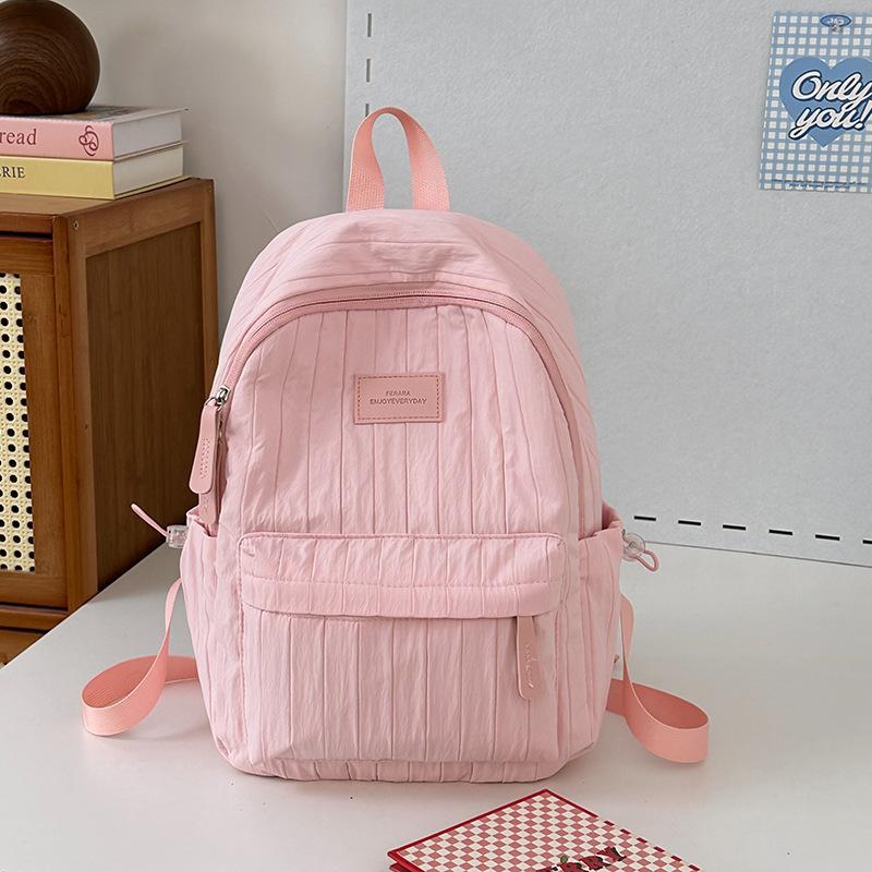 Schoolbag Korean School Bag Junior High School Girls Large Capacity Solid Color Lightweight Primary School Backpack High Value Versatile Backpack