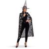 Women's Black and Silver Witch Hat and Cape Set