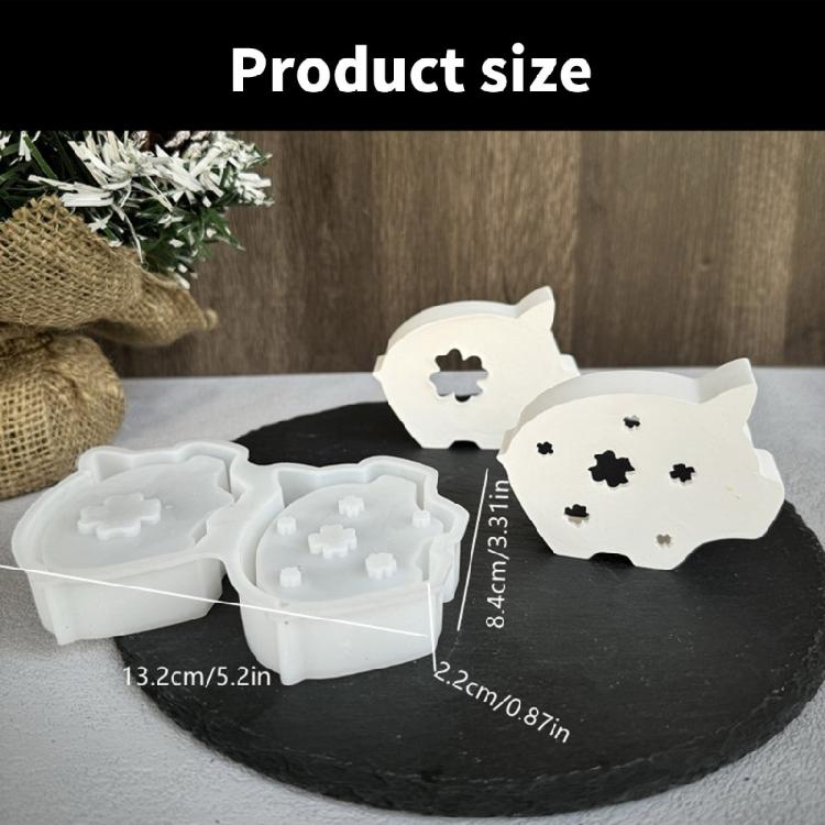 Silicone Mold for Desktop Decoration Pig with Clovers Shaped Atmosphere Light Making Molds Jewelry Making Supplies