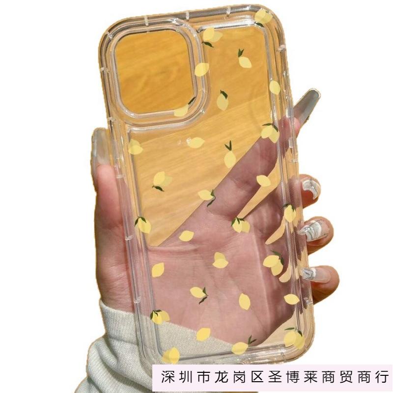 Fresh Small Lemon Is Suitable for Apple 16promax Mobile Phone Case 15plus14 Transparent 13 Airbag 12 Europe and America