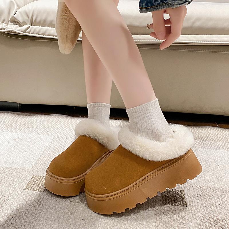 Women's Winter Thick Bottomed Fleece Lined Snow Boots Casual Warm Fashionable Cotton Boots Large Size Snow Boots