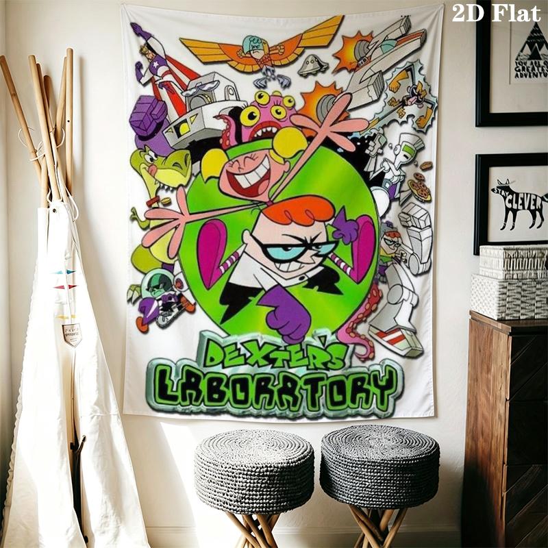 Dexter's Laboratory Wall Tapestry Aesthetic Wall Hanging Printed Fabric Blanket Decorative Tapestries for Bedroom Living Room Home Decor