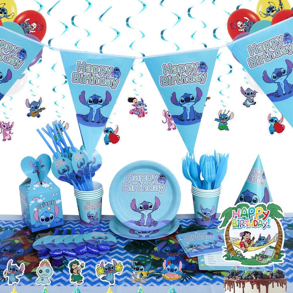 Stitch Theme Party Supplies Set Blue Lilo And Stitch Birthday Decorations