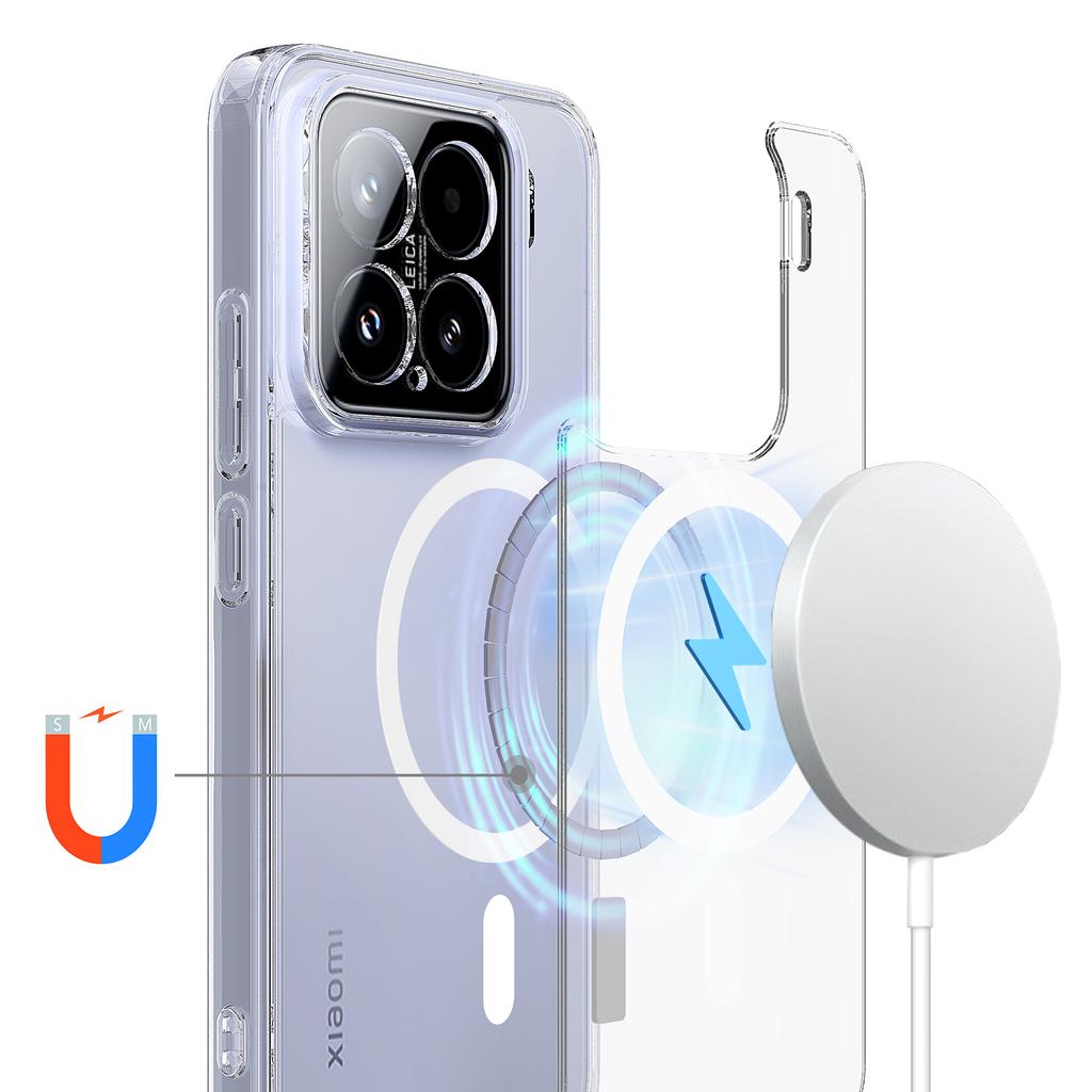 For Xiaomi 15 Clear Case TPU+Acrylic Magnetic Phone Cover Compatible with MagSafe