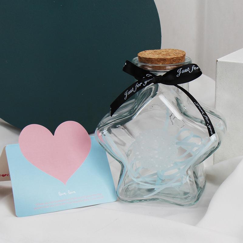 Креативная стеклянная бутылка-оригами  Звезда  с полосками для желаний – Самодельная пятиугольная банка для складывания