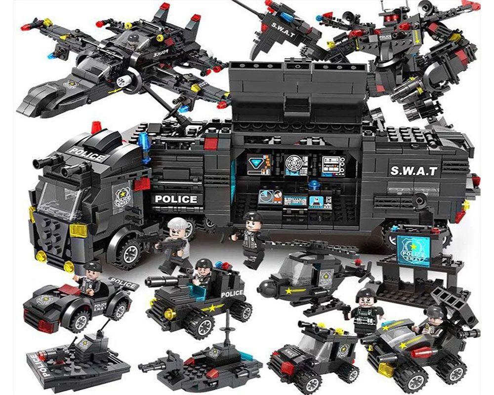 Children's construction set for a boy, police station