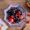 Blue and White Porcelain Hollowed Out Fruits Bowl Nuts Snack Storage Tray Embossed Texture Trays Home Kitchen Fruits Drain Bowl