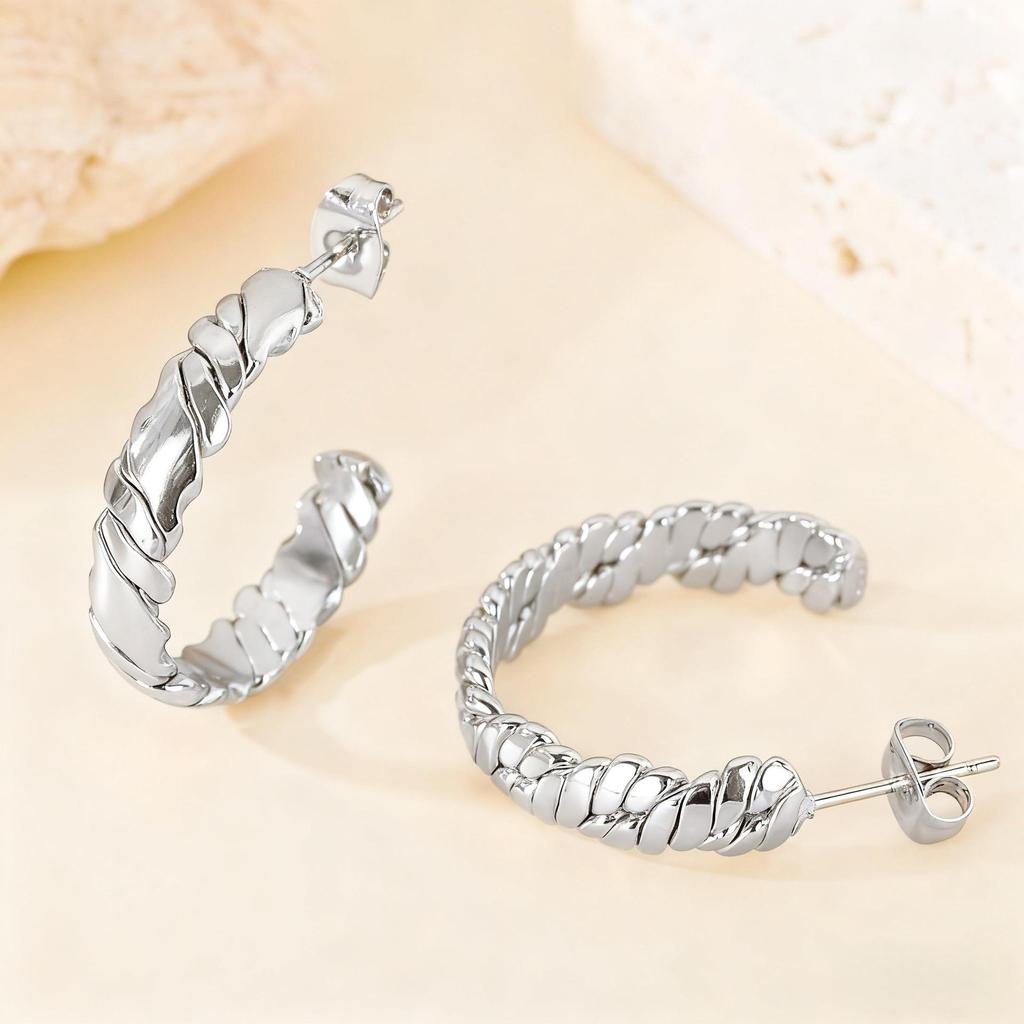 Layered Woven Texture Gold Hoop Earrings - High-End, Non-Fading Titanium Steel (2025)