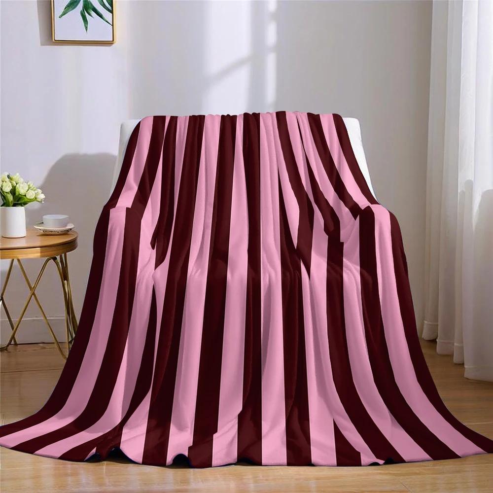 Coperta in Flanella a Strisce Bordeaux Calda Morbida Halloween Natale Divano Caldo Accogliente Decorazione Decorativa Regalo per Tutte le Stagioni