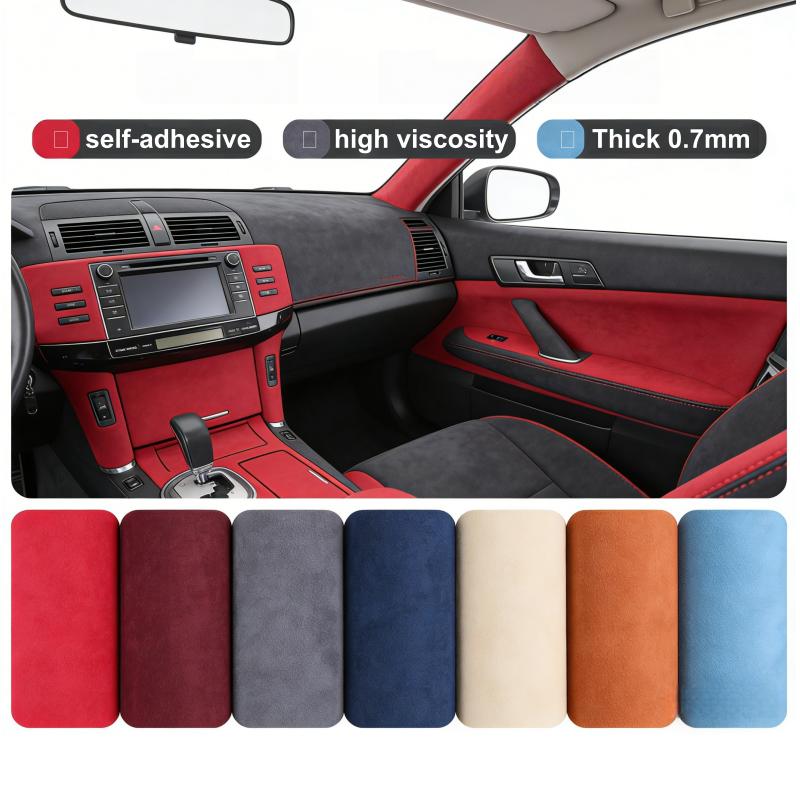 Starke Haftkraft Wildleder Stoff Selbstklebend Samt Umhüllung für Auto Innenraum A/B Säule Türverkleidung Sofa Flickreparatur Schwarzes Leder