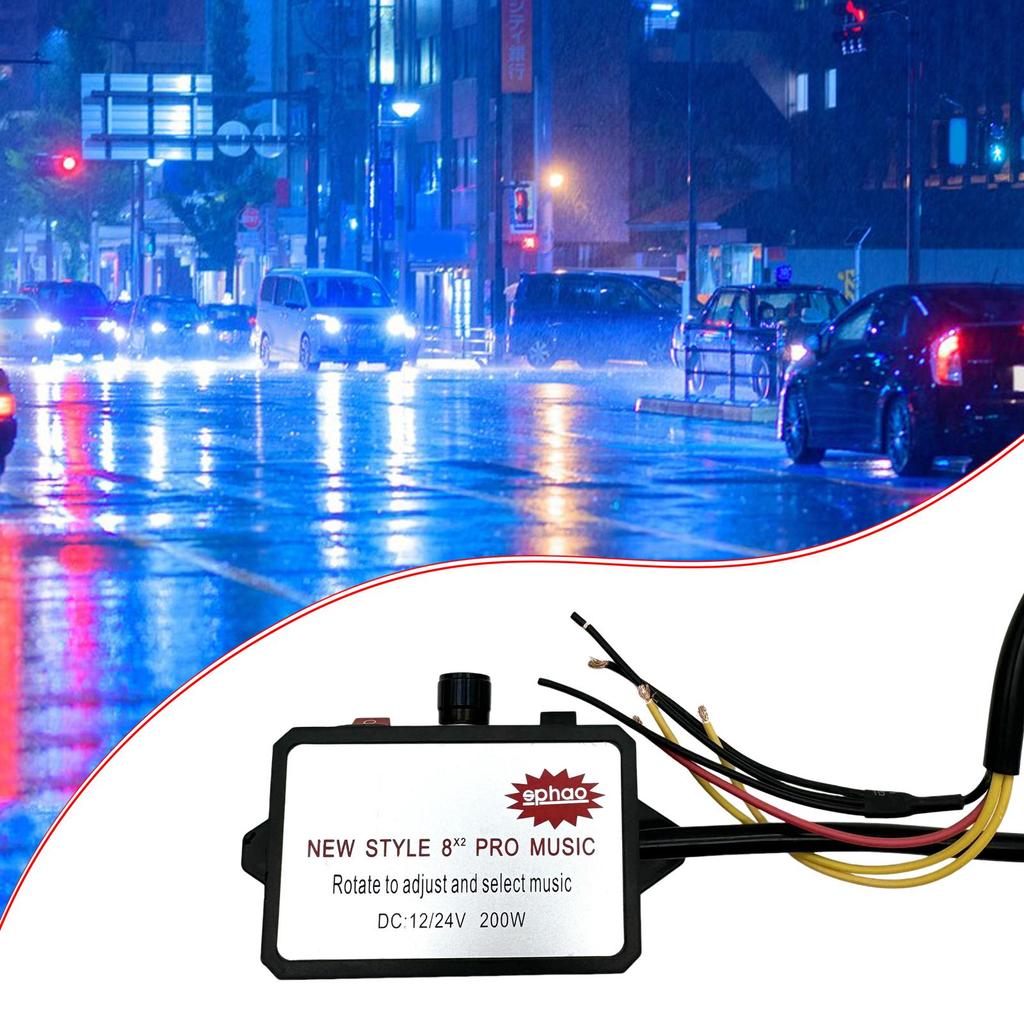 Car Horn Controller 16 Sound Effects Adjustable Electric Speaker 12-24V for Car Boat Truck Upgrade
