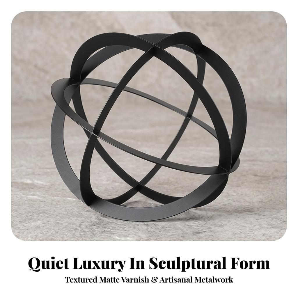 Metal Geometric Sculpture Decorative with Interlocking Rings Elegant