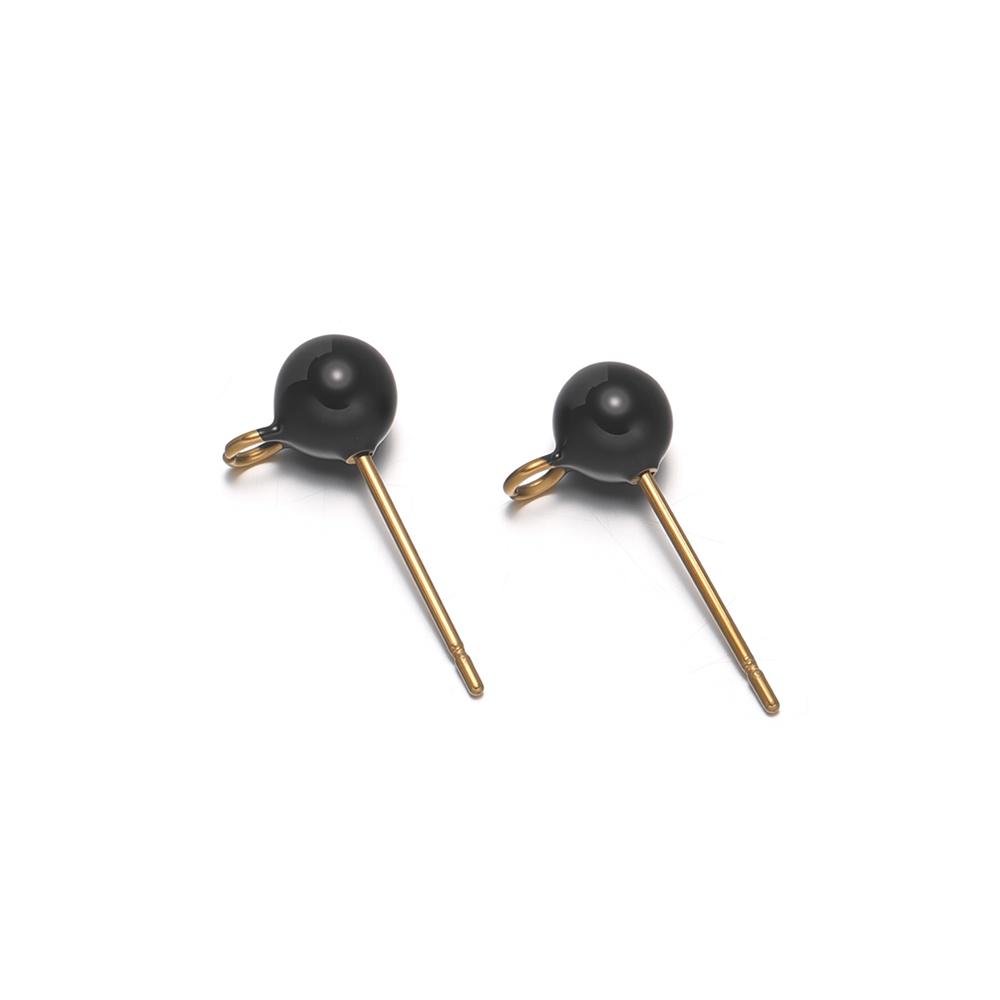 10Pcs Stainless Steel 5mm Enamel Ball Stud Earrings Post with Hook for DIY Girls Earrings Making Jewelry Findings Accessories