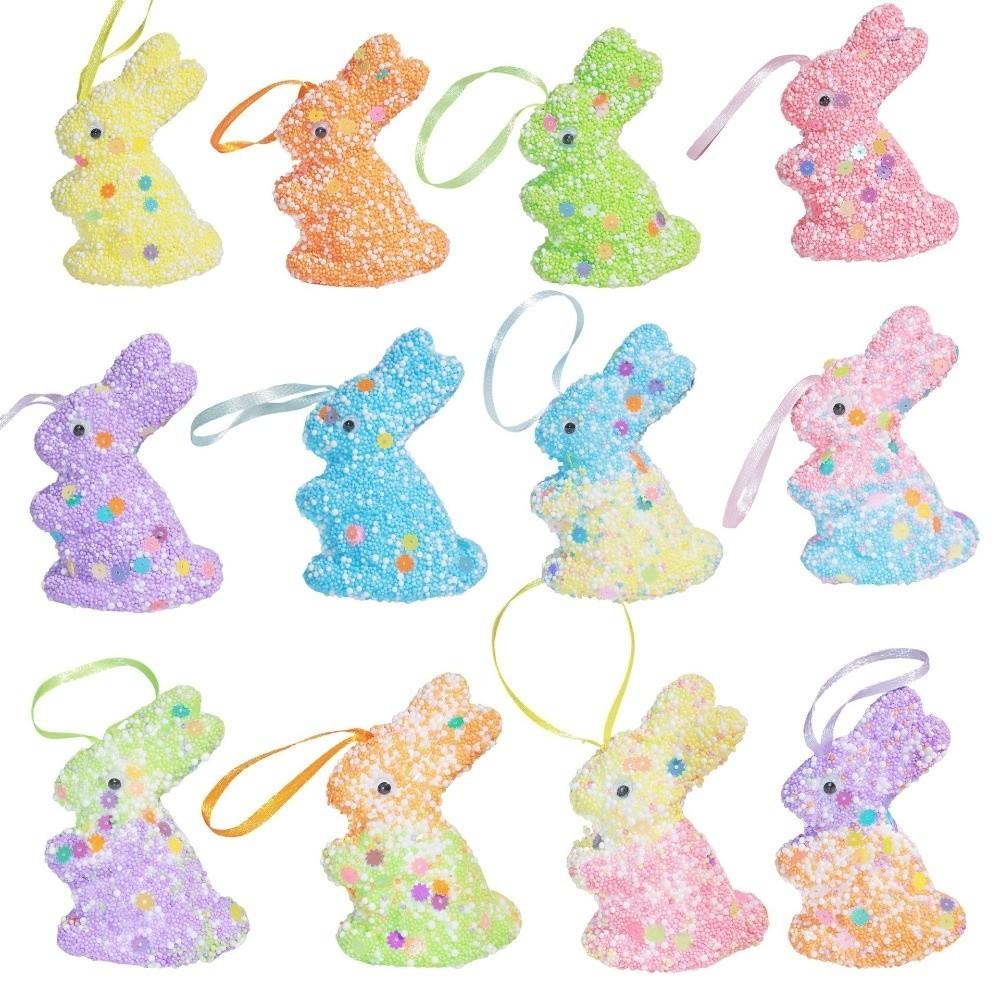 6 st Färgglada Paljett Kaninprydnader Djurform Påskkanin Dekor Kaninfigur Utomhuskrans