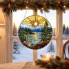 Natur-Thema Hängende Kunst Acryl Landschafts-/Vogel-Ornament Buntglas-Stil Anhänger Beidseitig Einzigartig Weihnachtsfeier Zubehör Dekoration