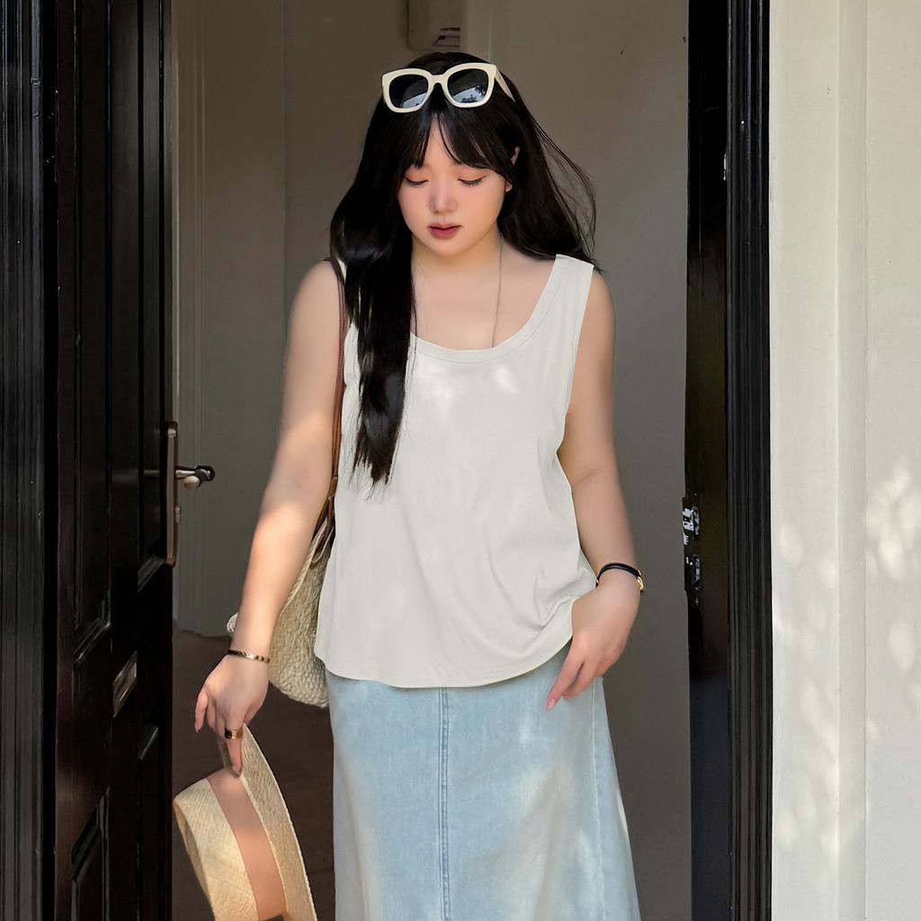 Large Size Women's Clothing Simple Solid Color Fashion Single Wear Inner Vest Women's 2026 Spring New Pullover Top 134360