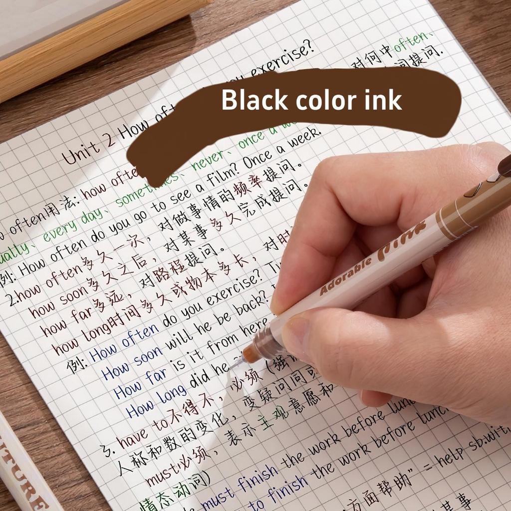 6ks Maillard sada gelových per, kávové tóny 0,5 mm kuličkové pero, černá barva, rychleschnoucí inkoust na psaní