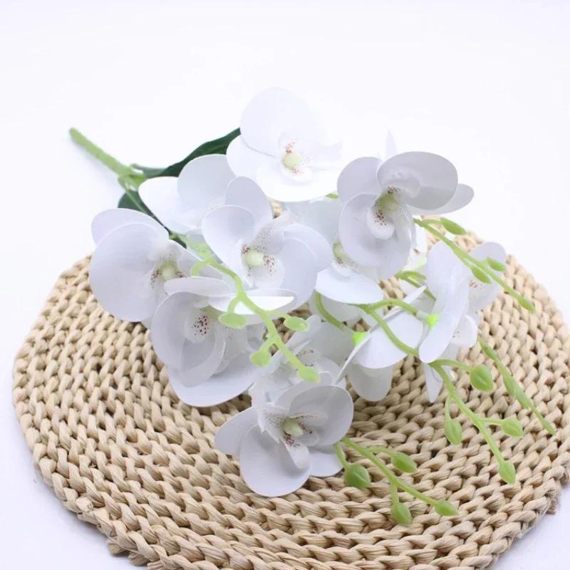 

Home Decorative Artificial Flowers 3D Printed 5 Fork Phalaenopsis Branches Living Room Decoration Simulation Red Purple Flower белый