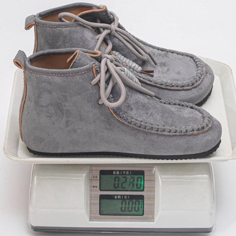 Retro Damen-Stiefeletten mit dicker Sohle, höhenverstärkend, zum Schnüren, neue Damenschuhe mit kurzem Schaft in Übergröße