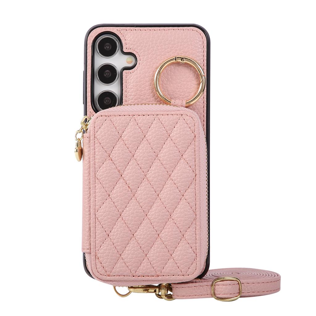 Crossbody Zipper Cards Solt Ring Holder Wallet Leather Case For Samsung S25 Ultra S24 Plus S23 S22 A56 A16 A26 A36 A06 A55 Cover