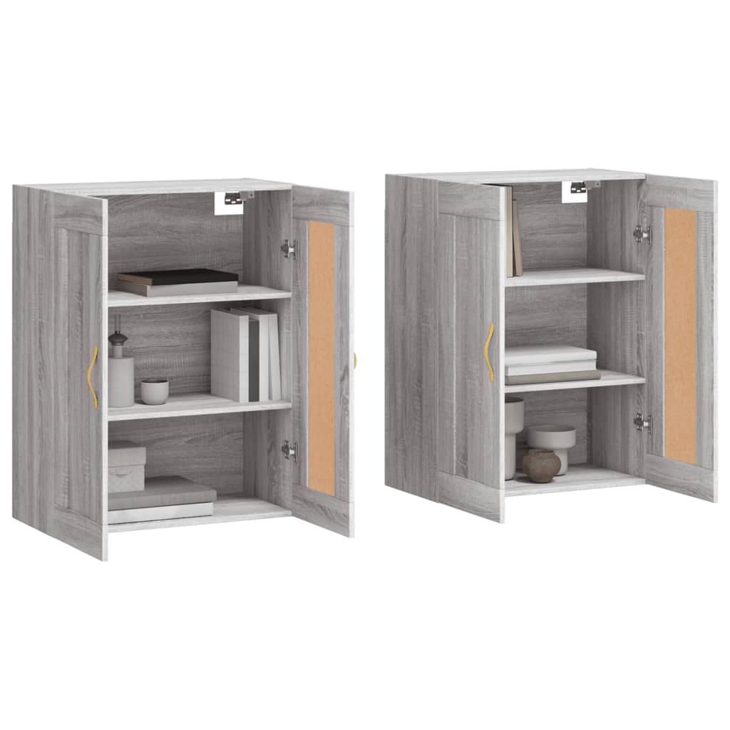 Wall Cabinets 2 pcs Grey Sonoma Wood Based Panel