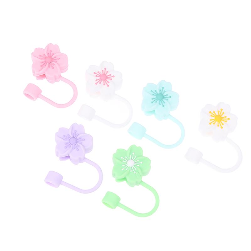 Květinové silikonové krytky na brčka pro sklenici na vodu, láhev, tvar květiny, pitné prachotěsné víčko, krytky na konce brček, příslušenství ke kelímkům pro 8mm