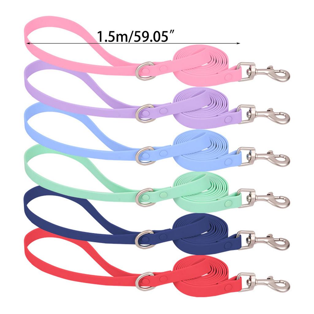 Waterproof Dog Collar Adjustable Length Macaron Color Pet Collar with Leash Medium Large Dog Training Accessories