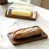 Creative Cheese Butter Plate Rectangular Wooden Tray Glass Cover Storage Box Cake Dessert Bread Dim Sum Plate Table Tableware