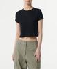 MUSINSA STANDARD WOMAN Women'S Slim Crew Neck Jacquard Knit T-Shirt [Dark Navy]