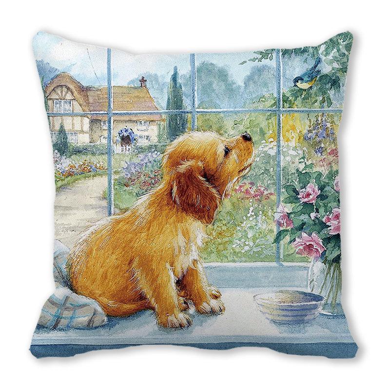 Pernă de canapea cu aspect de piele de piersică, model Crăciun Fericit, pisică și animal - ZT422