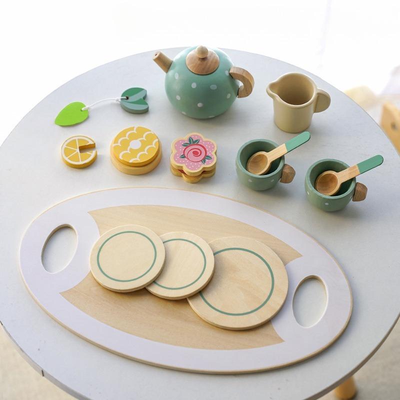 Early Education Wooden Simulation Afternoon Tea Teacup Teapot Tea Set Kitchen Tableware Children Play House Toys