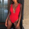 Women One Piece Swimsuit Solid Bikinis High Cut Swimwear Sexy Backless Monokini Bathing Suit