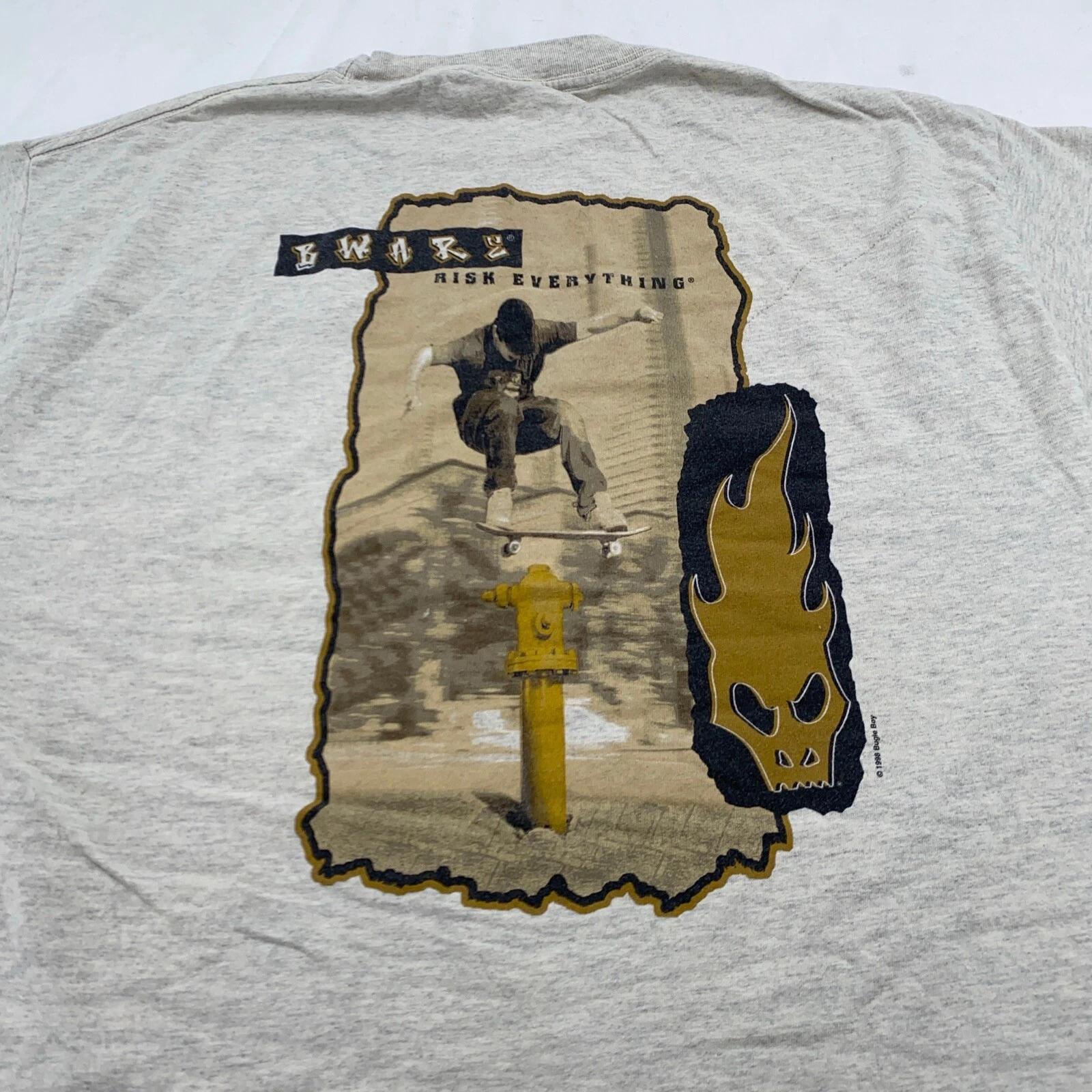 

винтажная футболка 90-х BUGLE BOY BWARE SKATEBOARD РАЗМЕР L/XL скейт череп серф M