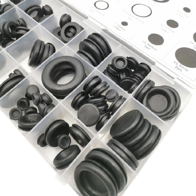 125Pcs Rubber Grommet Assortment Wiring Gasket Kit Rubber Grommet Eyelet Rings