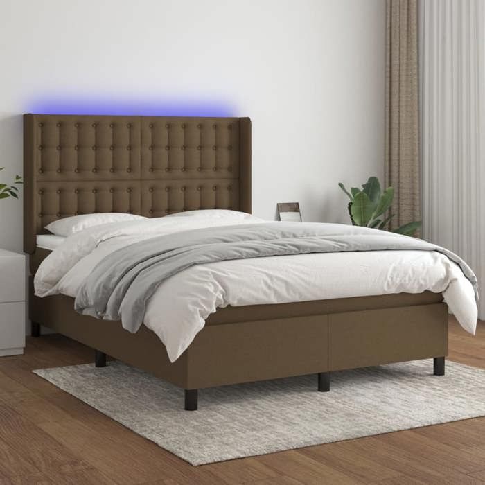 Maison Exclusive - Sommier à lattes de lit matelas et LED Marron foncé 140x200 cm